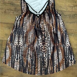 Women's Animal Print V-Neck Tank Top - Brown/Black